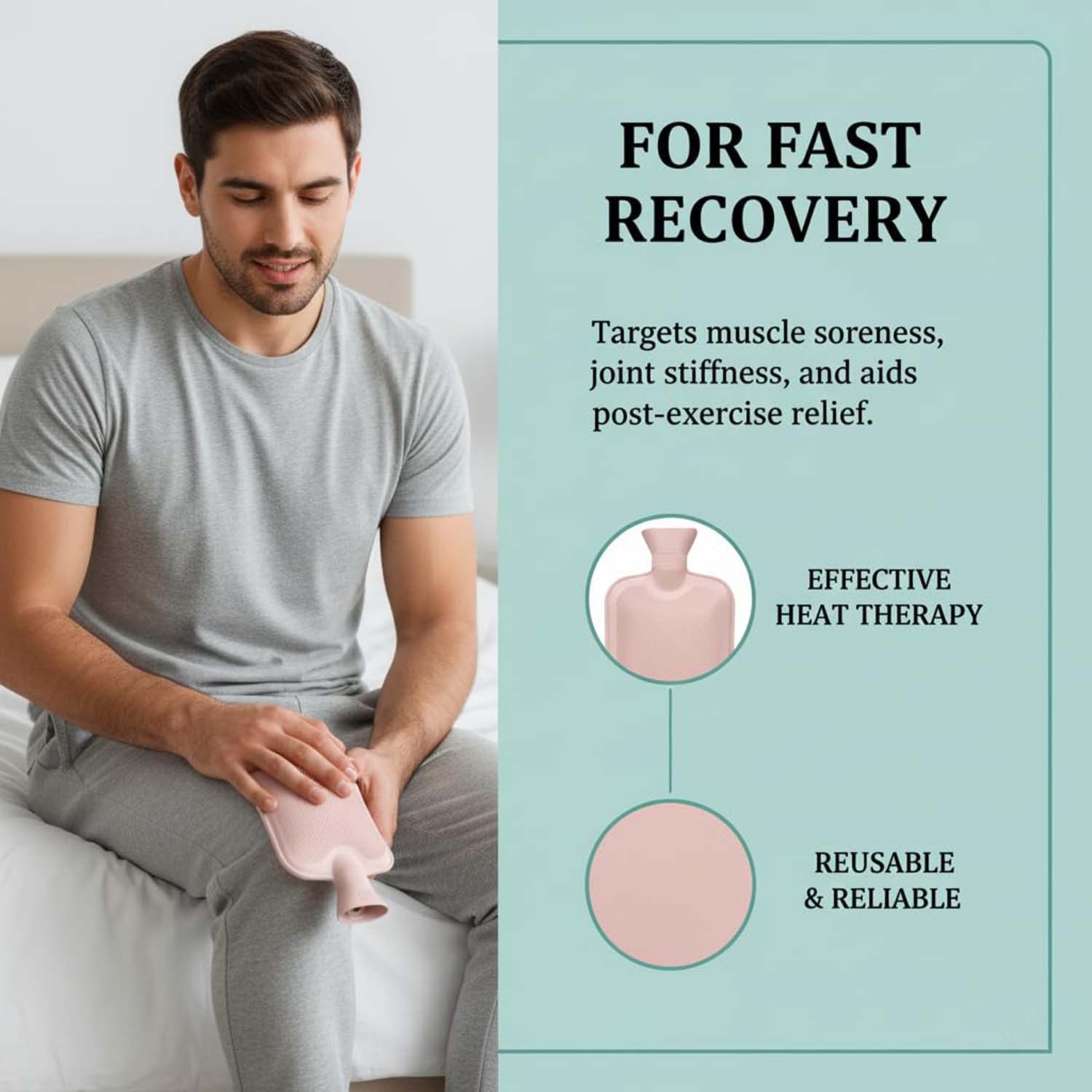 High-quality rubber hot water bag filled and ready for therapeutic use