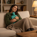 Flexible hot water bottle contouring to body shape for comfort