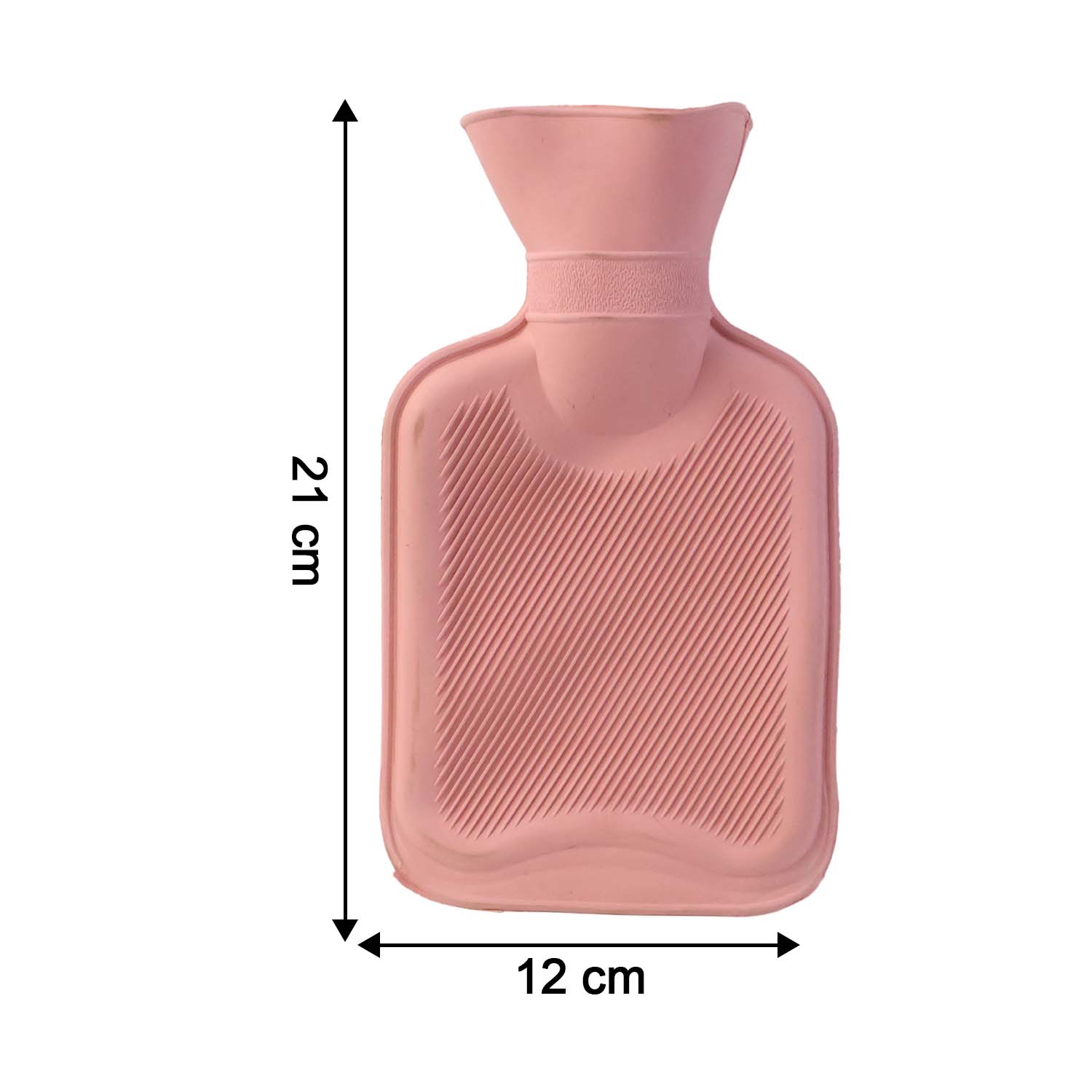 Size illustration of the 21x12 cm small hot water bag for pain relief