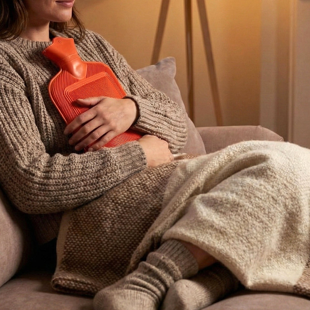 Portable rubber hot water bag ideal for relieving muscle and joint pain