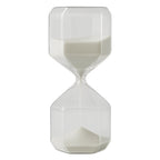 Elegant geometric glass hourglass sand timer ideal for study, yoga, and meditation