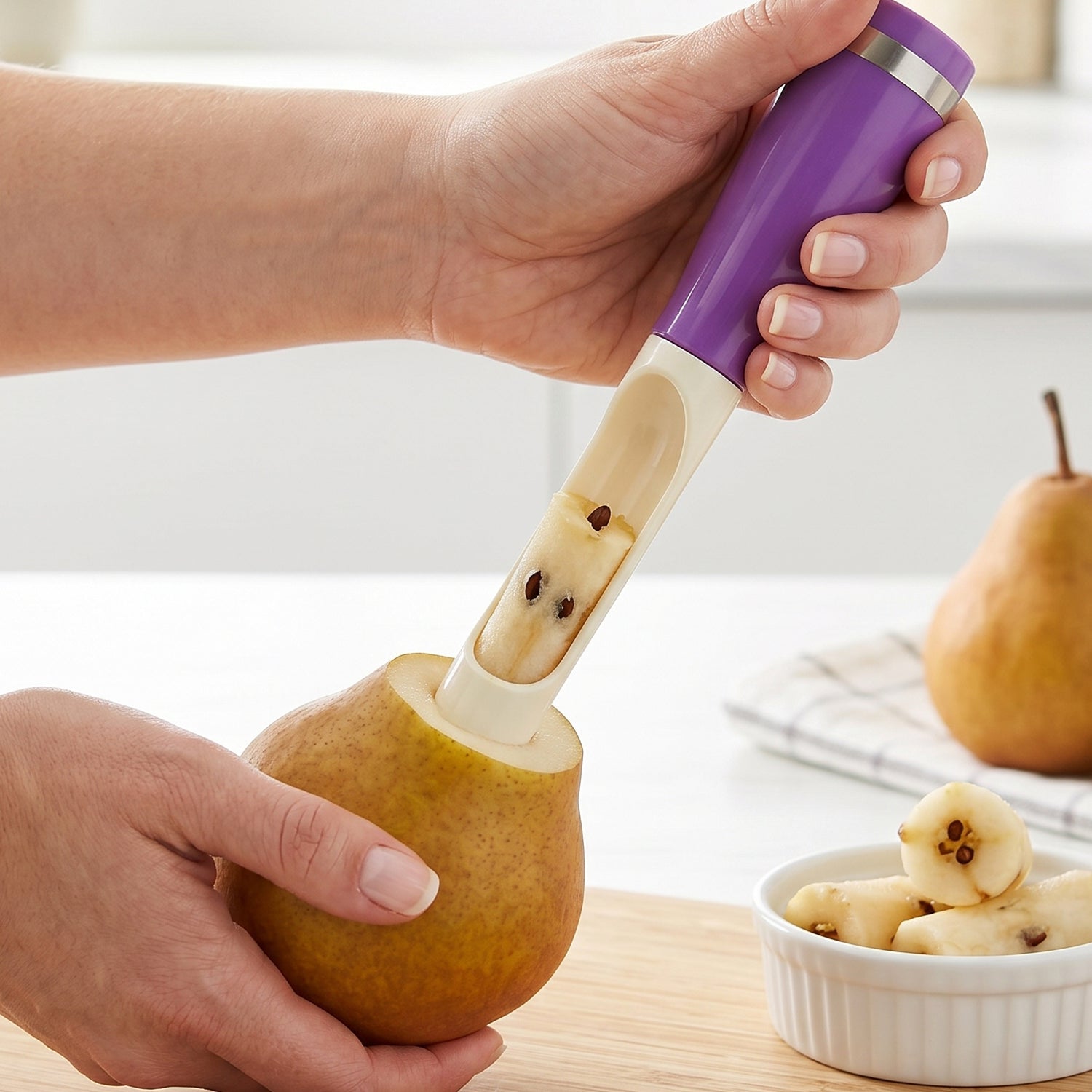 Stainless steel apple slicer and corer tool