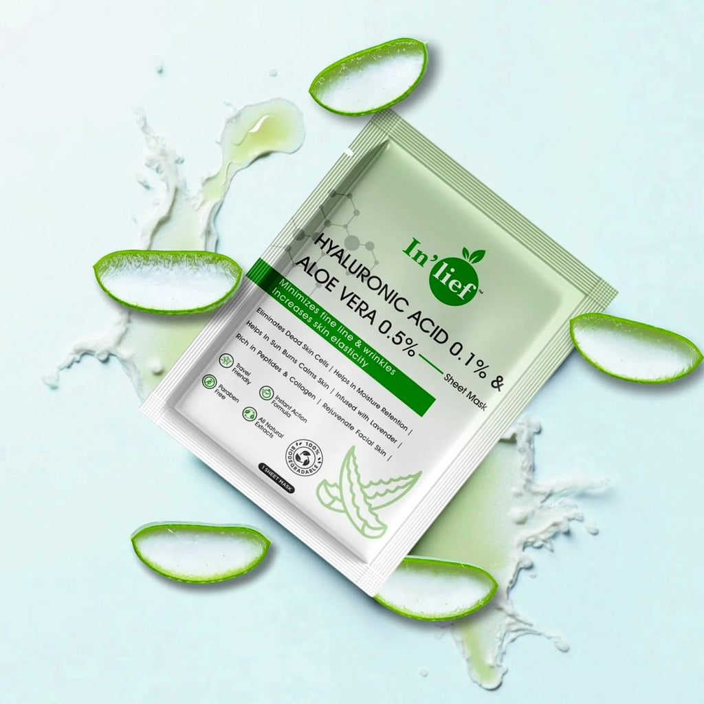 Hyaluronic Acid Facial Mask sheet soaked in aloe vera essence