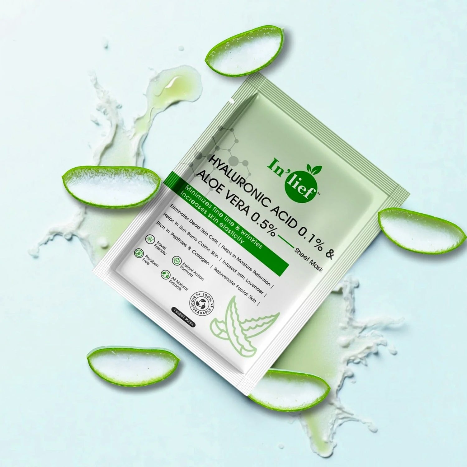 Hyaluronic Acid Facial Mask sheet soaked in aloe vera essence
