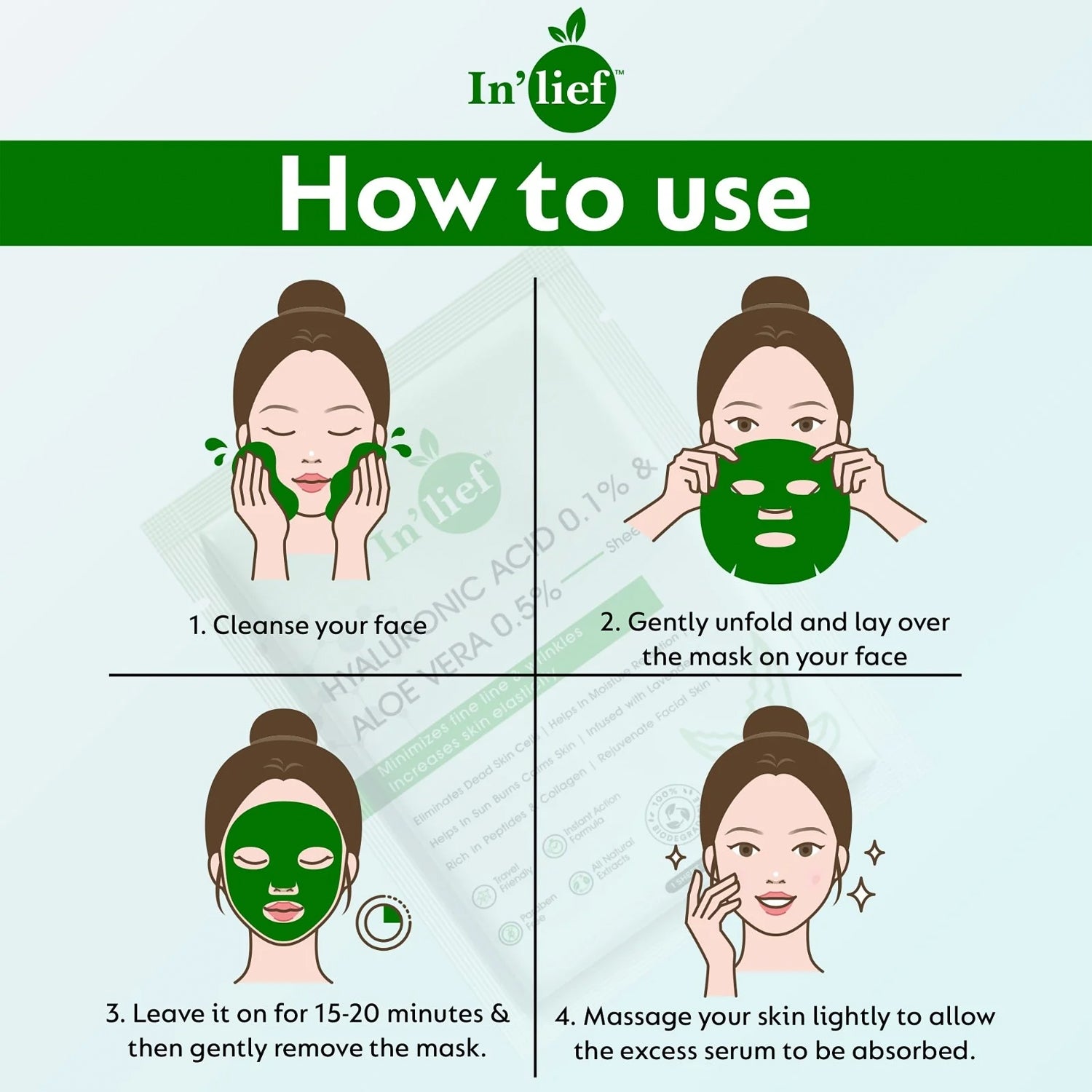 Spa-style application of hydrating facial mask with aloe vera