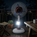 electric standing fan with built-in LED light for emergency lighting