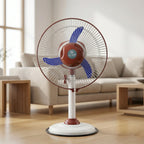 standing fan with rechargeable battery and LED light for versatile use