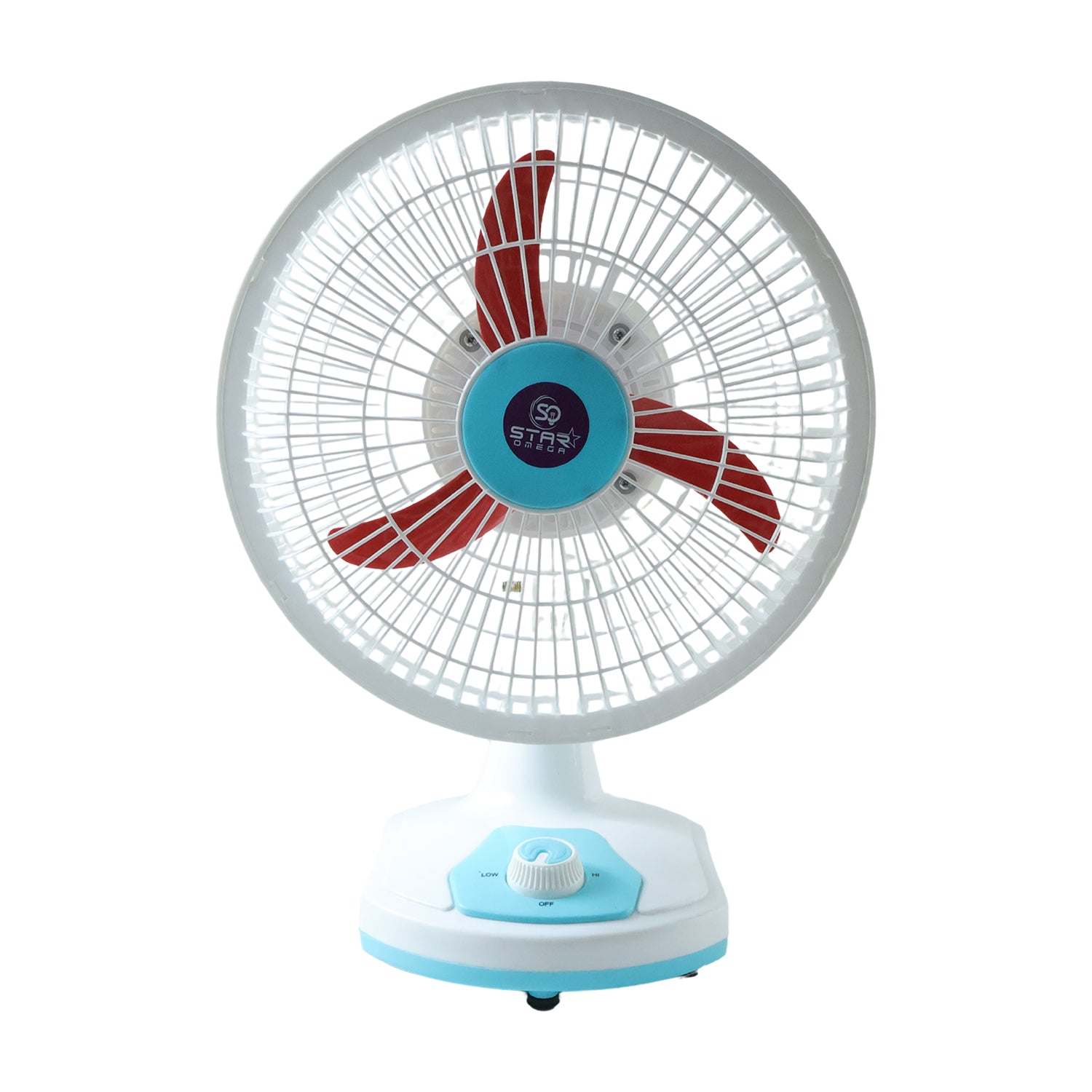 Rechargeable tabletop fan from OMEGA with LED light