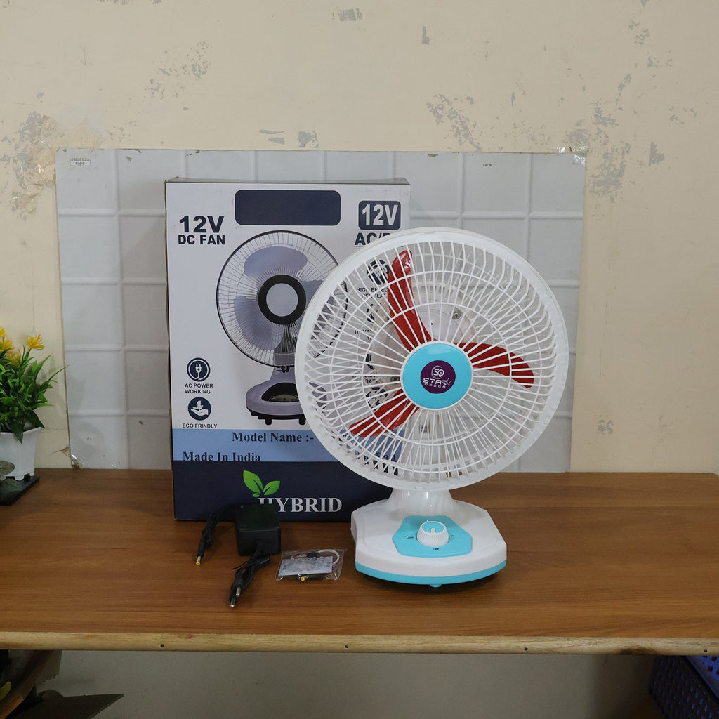 Portable cooling fan with rechargeable battery for travel and home