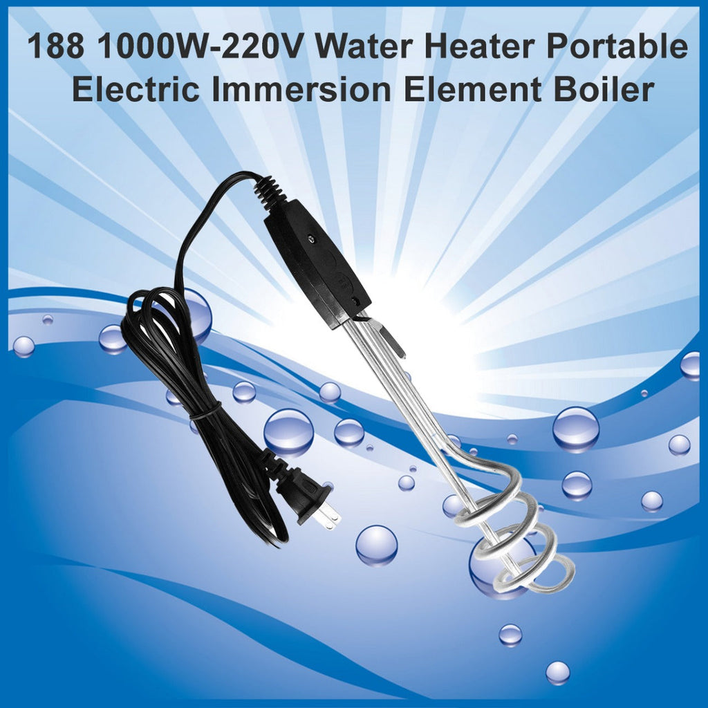 Efficient 1000W electric immersion water heater in use.