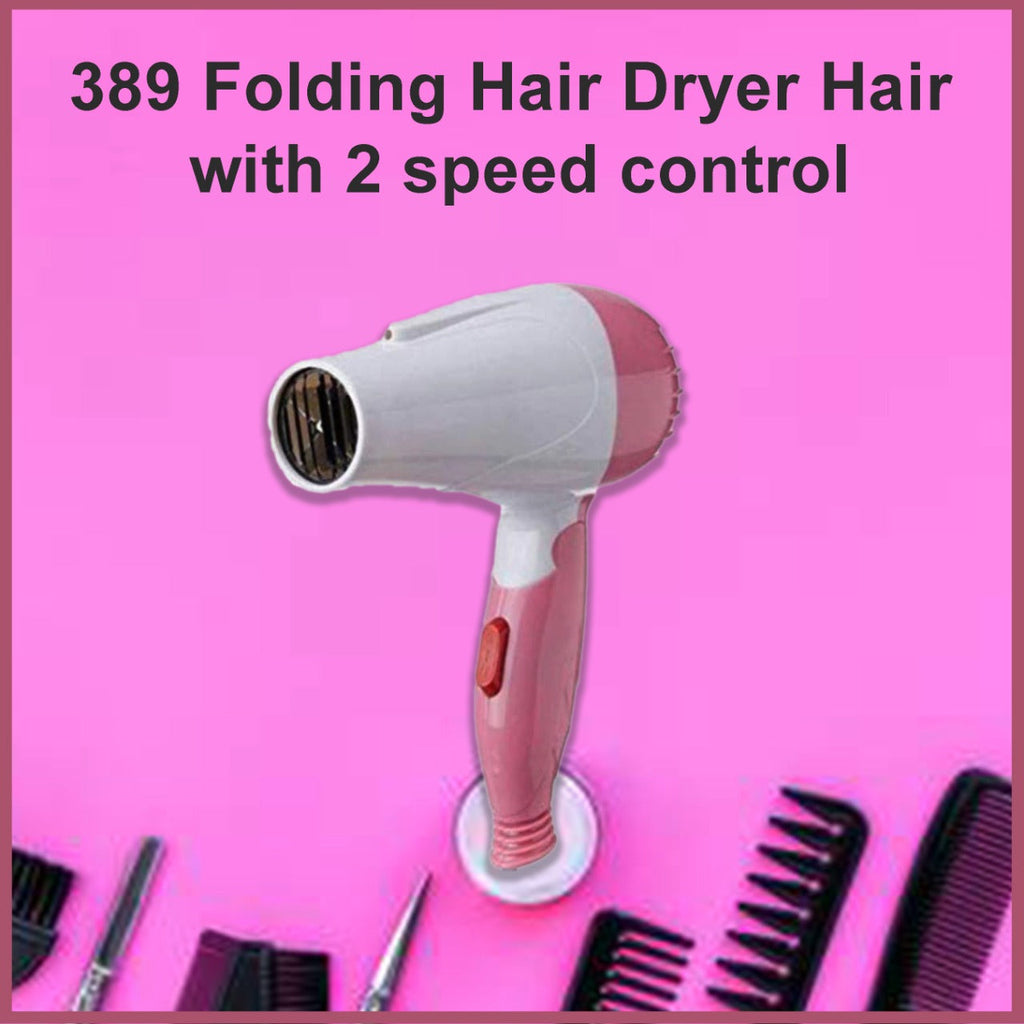 Travel-friendly folding hair dryer shown in its compact form.