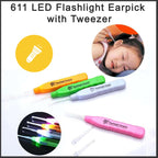 Components of LED Flashlight Earpick kit displayed on white background