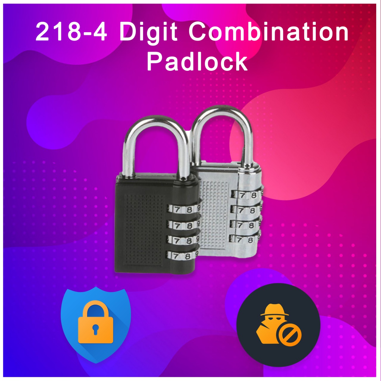 Sturdy metal combination lock on a clean white background.