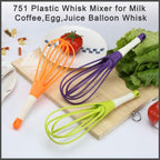Durable plastic balloon whisk perfectly suitable for egg and juice mixing.