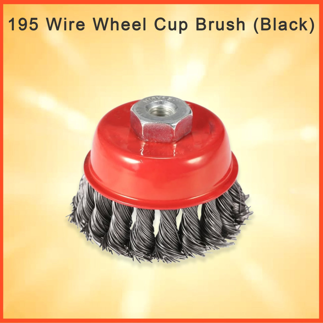 Powerful black wire cup brush, ideal for industrial cleaning.