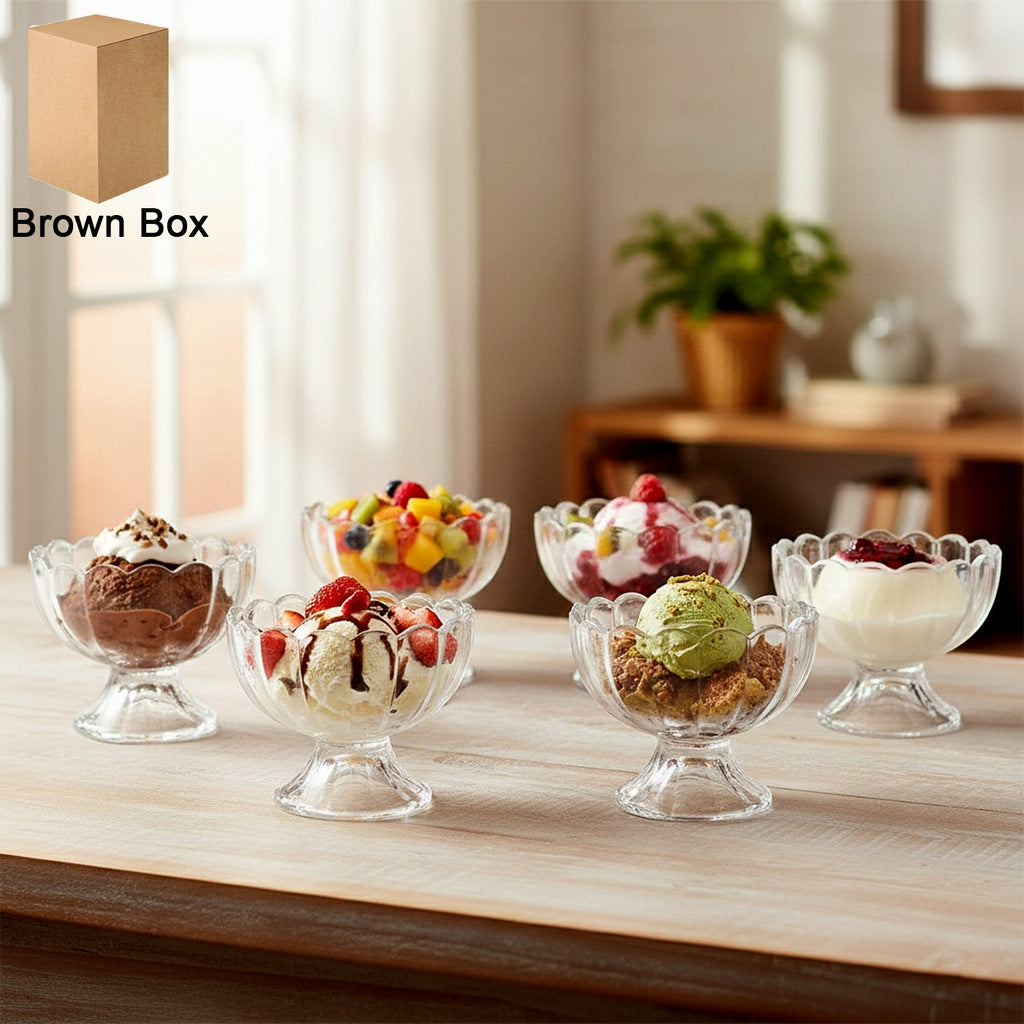 Lunchie Bunchie 6-piece brown plastic serving dessert bowls set.