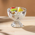 Detailed view of a brown serving dessert bowl, highlighting its design.