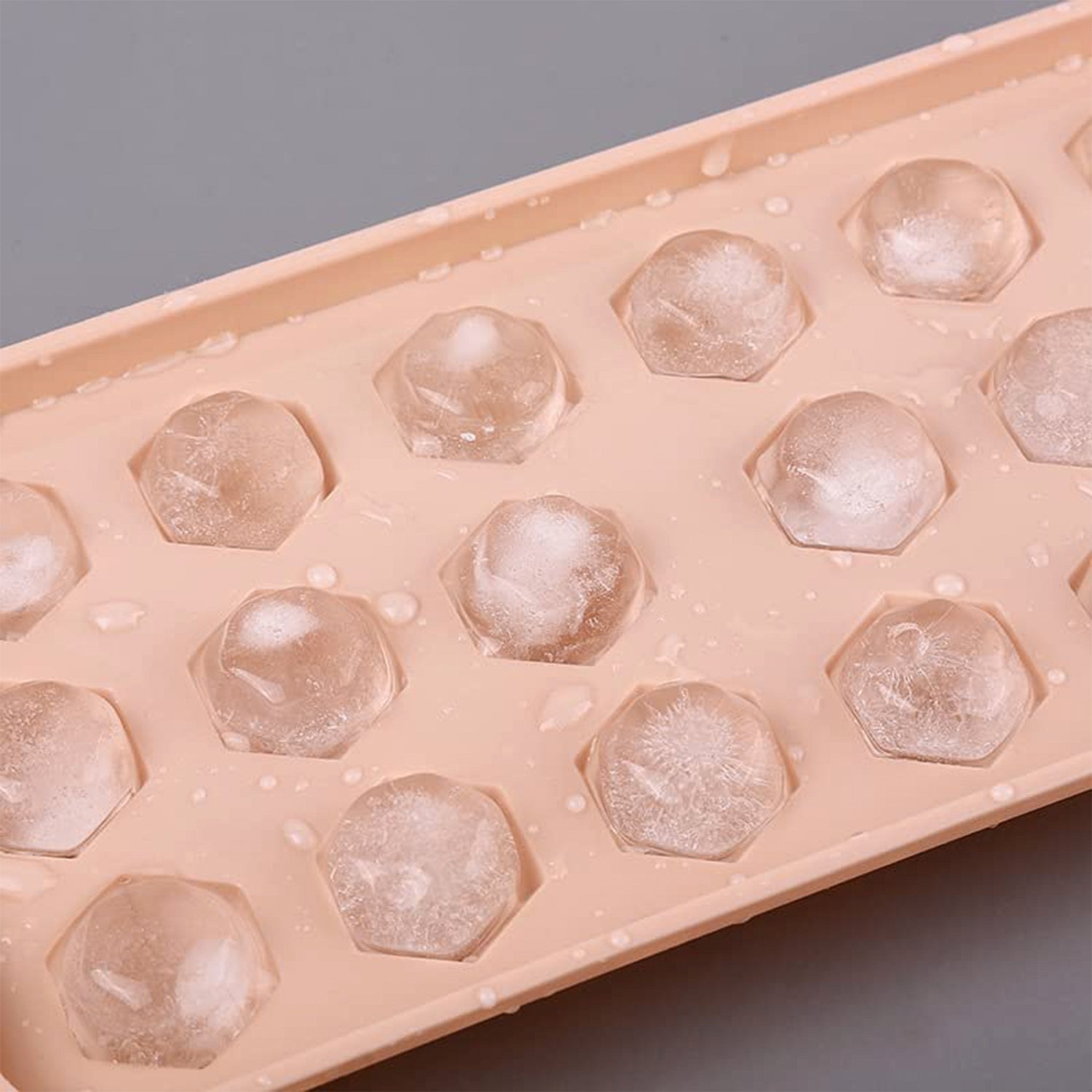 Close-up shot of plastic ice cube tray showing easy-release feature