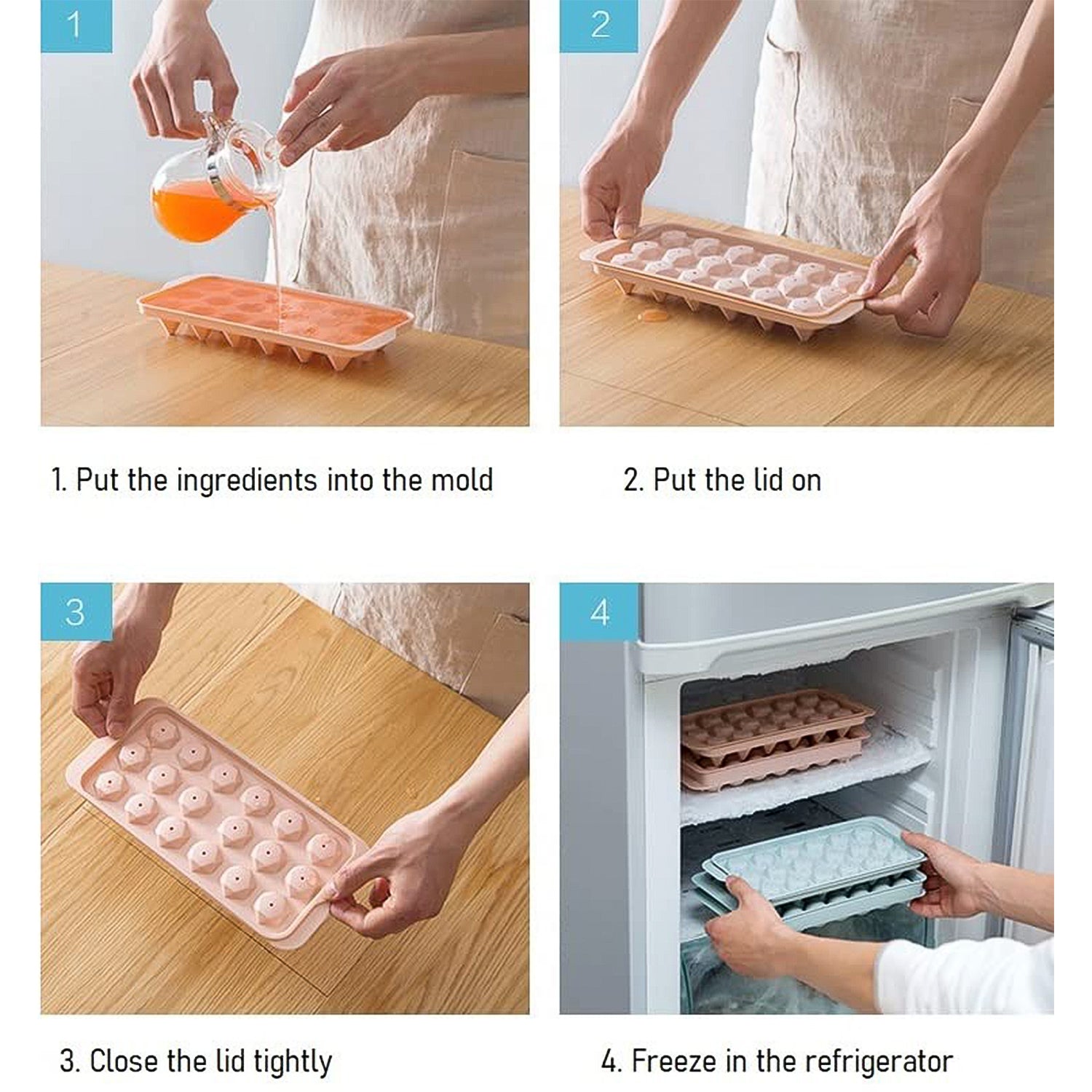 Detailed view of diamond cavity molds on plastic ice cube tray