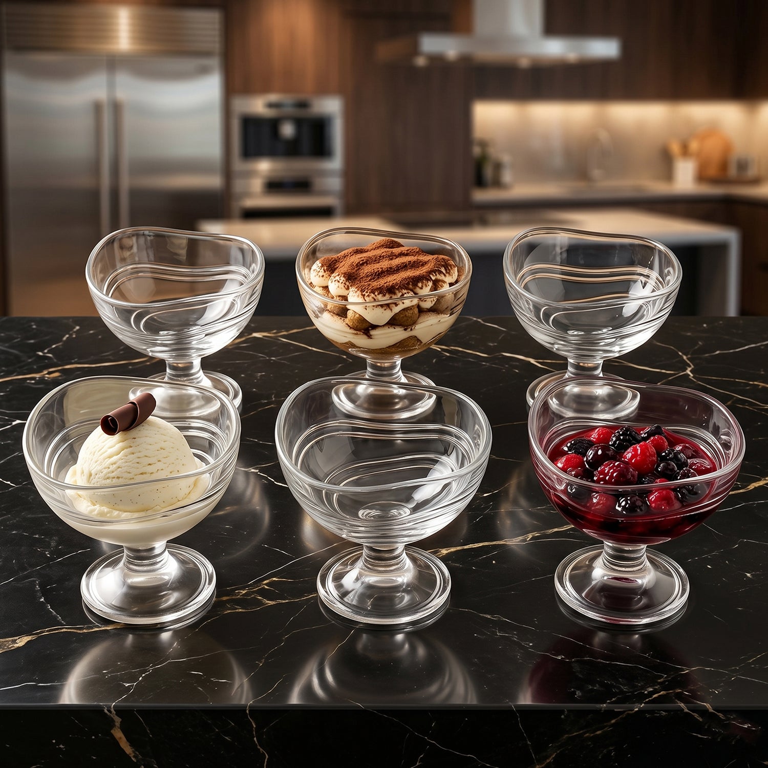 Close-up of Supermom unbreakable dessert bowl, crystal clear finish