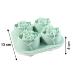 Close-up of rose shape design on silicone ice cube tray