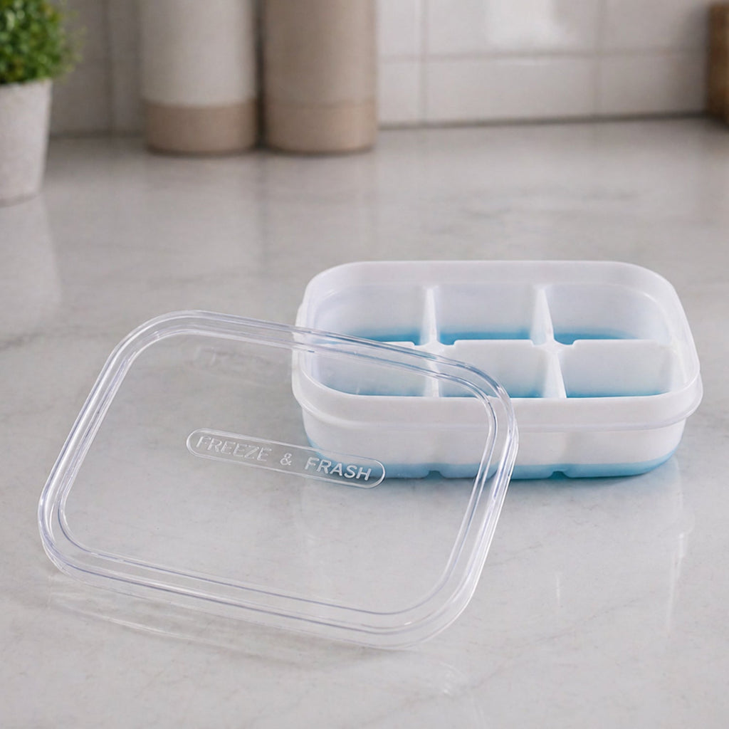 Compact ice cube tray showing size and design