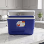 Blue insulated cooler box for hot and cold storage