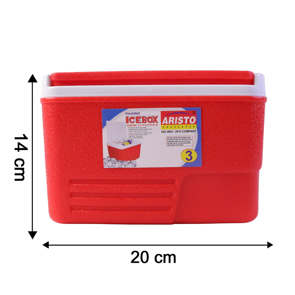 Outdoor camping insulated drink cooler 3 litre in red