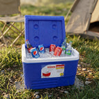 Camping friendly blue ice storage container for outdoor adventures