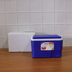 camping friendly ice storage container blue