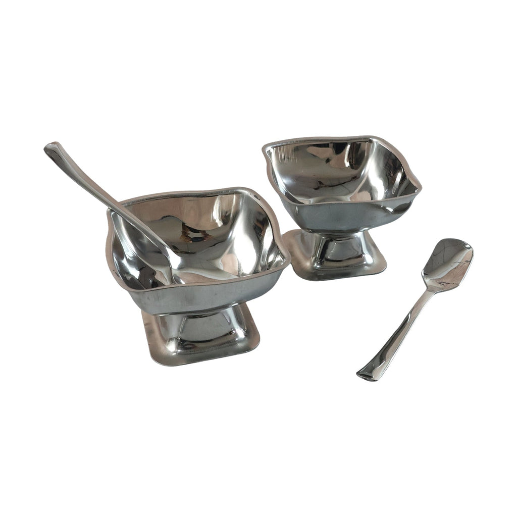 Kitchen set featuring 6 stainless steel ice cream cups with spoons