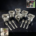 Set of 6 premium stainless steel ice cream cups with spoons