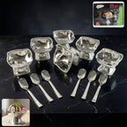 Set of 6 premium stainless steel ice cream cups with spoons
