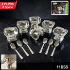 Elegant stainless steel ice cream cup set with matching spoons