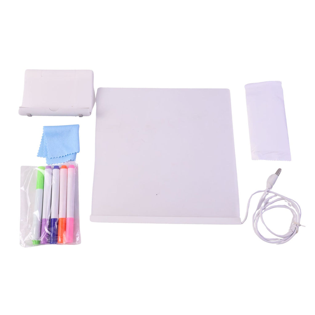 USB powered LED writing board with stable base on table