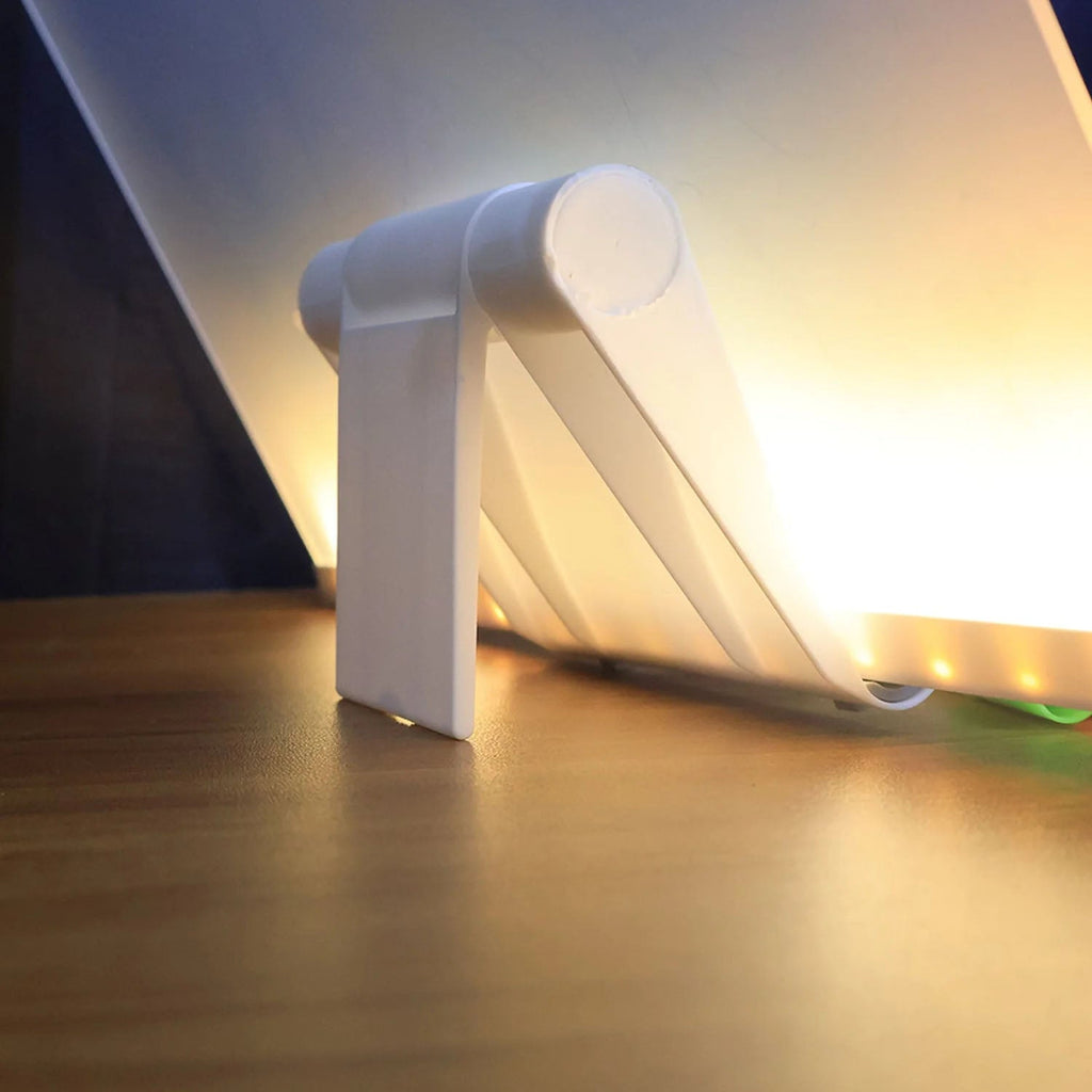 Close-up view of LED illuminated acrylic writing board