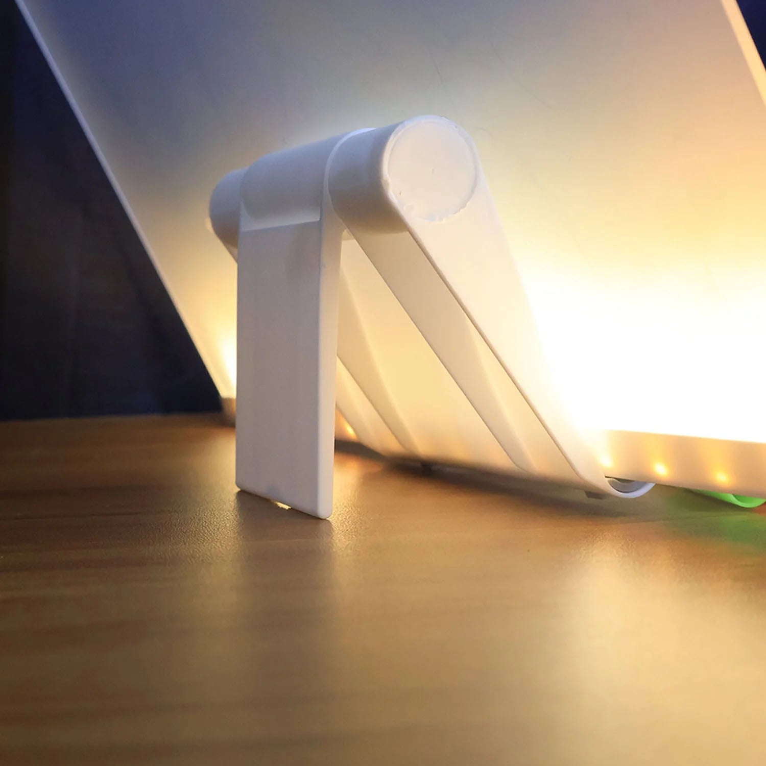 Close-up view of LED illuminated acrylic writing board