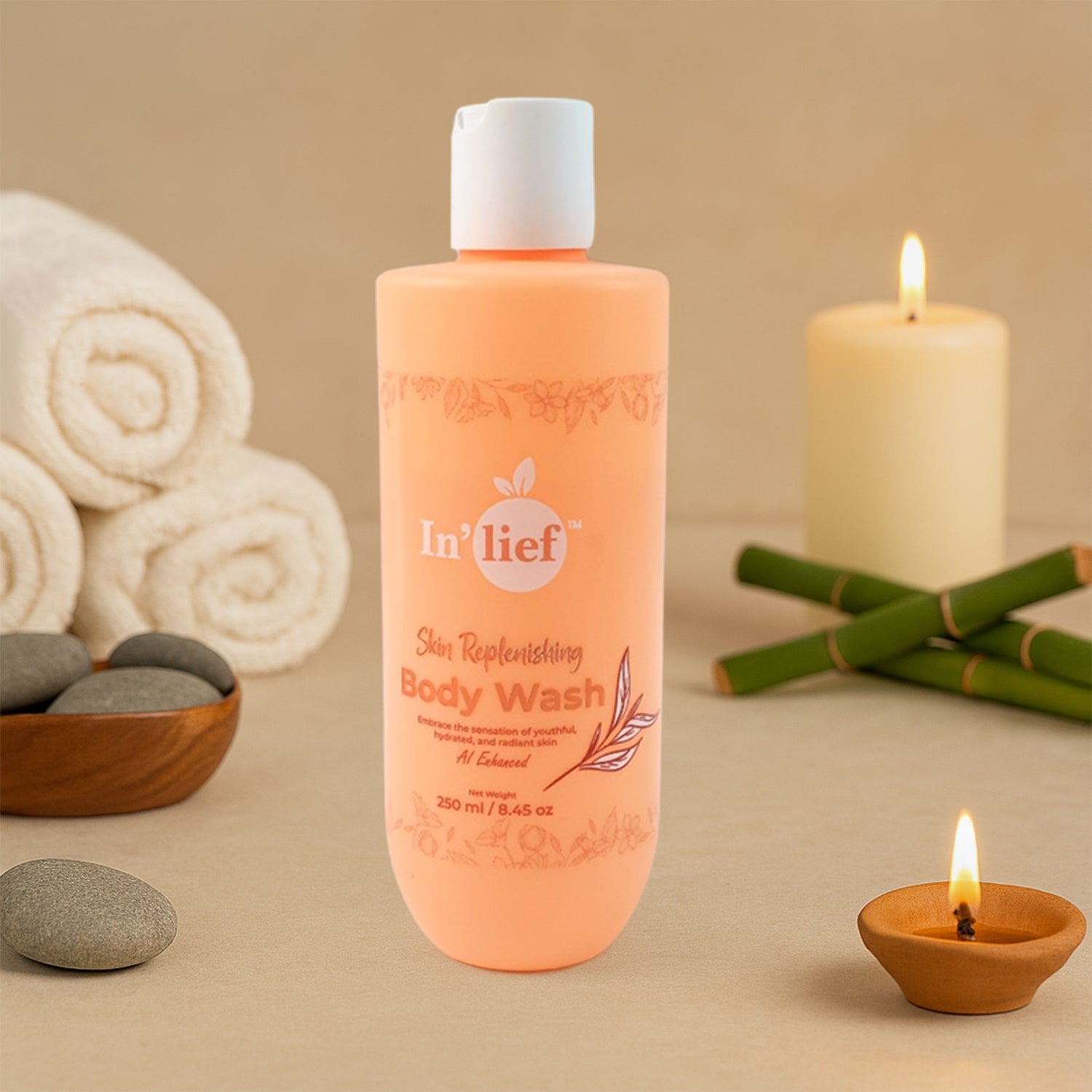 Close-up of hydrating and nourishing body wash liquid