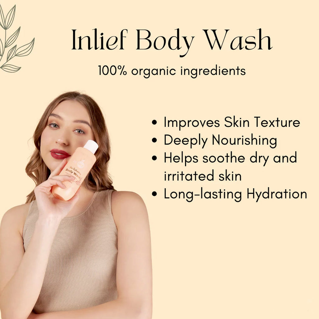 Hydrating body wash being used in the shower for cleansing