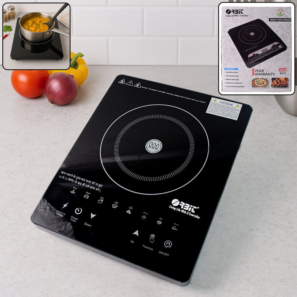 Orbit 2000W induction cooker with touch control and glass cooking plate