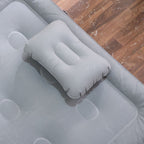 Built-in pump on portable folding inflatable bed for fast inflation and deflation
