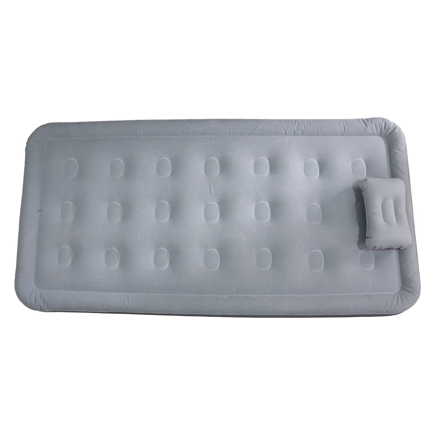 Side view of portable inflatable air mattress demonstrating strong pressure resistance