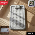 Inflatable air mattress fully inflated showcasing plush top surface for comfort