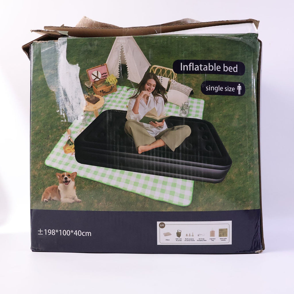 Inflatable bed in live use setting at home highlighting convenience and comfort