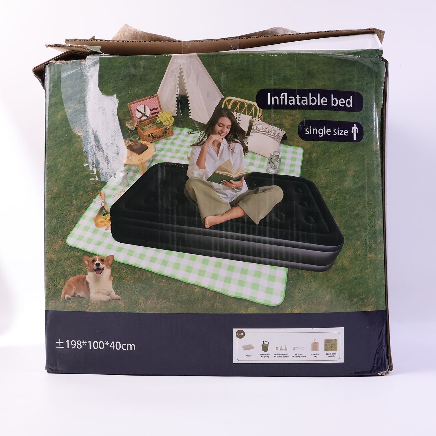 Inflatable bed in live use setting at home highlighting convenience and comfort