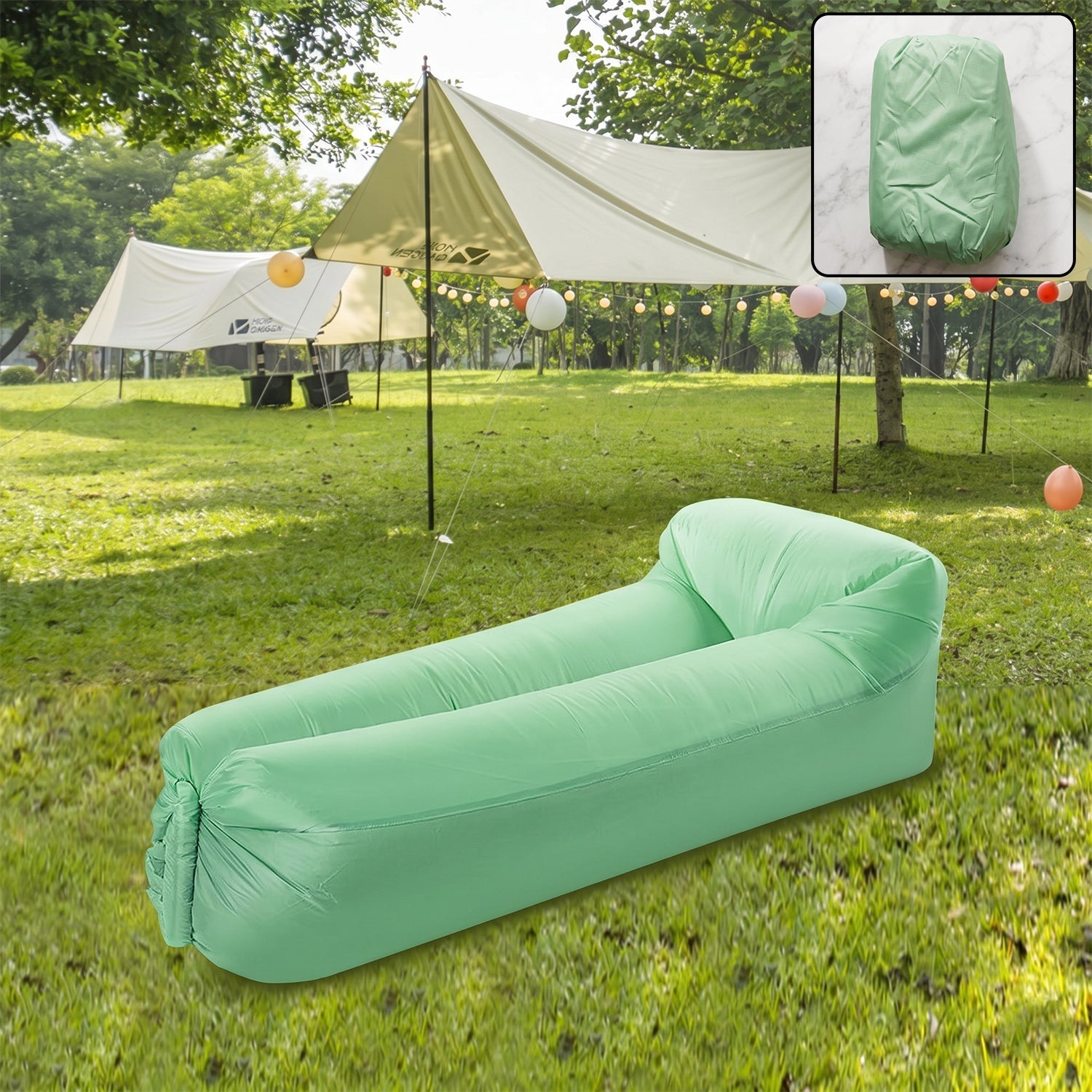 Inflatable air sofa lounger folded with included carry bag