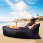 Bright pink inflatable sofa for outdoor and indoor relaxation