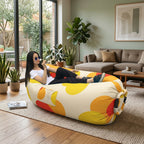 Compact flower print inflatable air lounger for camping and outdoor activities
