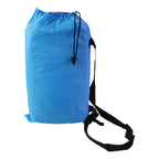 Close-up of durable inflatable fabric of blue air lounger