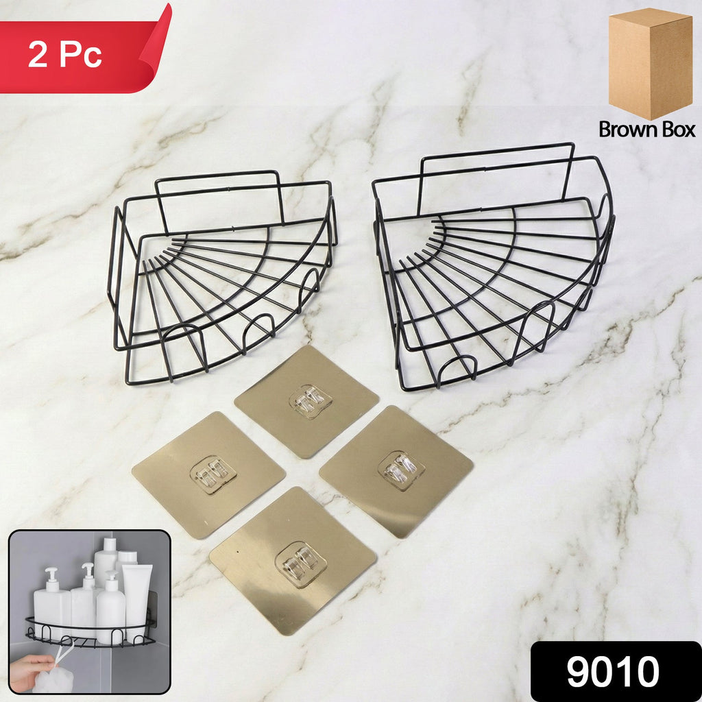 Durable iron shower caddy corner with a sleek black finish, perfect for organizing essentials.
